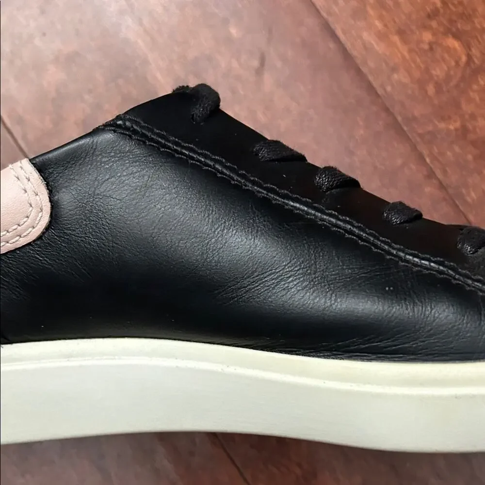 Ecco Women’s Soft 7 Sneaker in Butter Soft Black and Pink Leather, Size 10